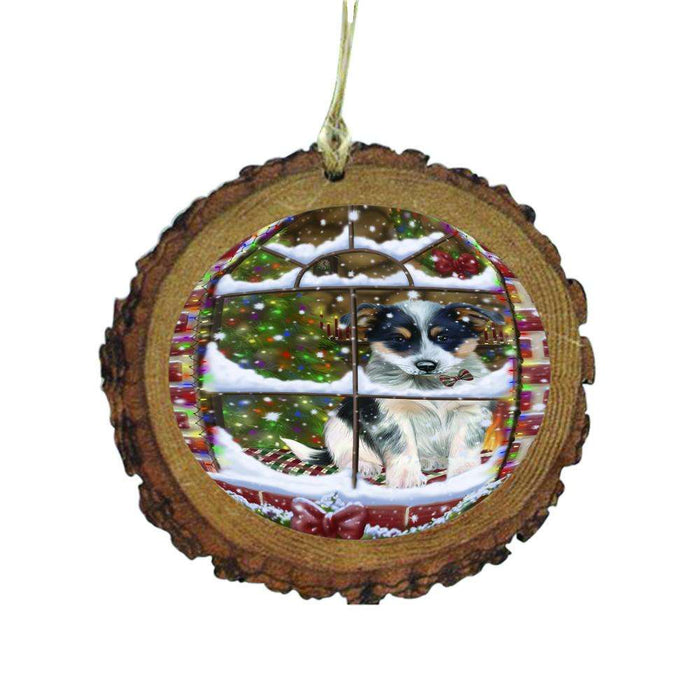 Please Come Home For Christmas Blue Heeler Dog Sitting In Window Wooden Christmas Ornament WOR49139