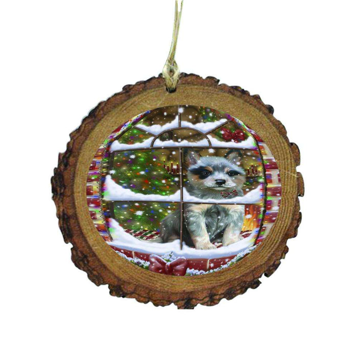 Please Come Home For Christmas Blue Heeler Dog Sitting In Window Wooden Christmas Ornament WOR49140