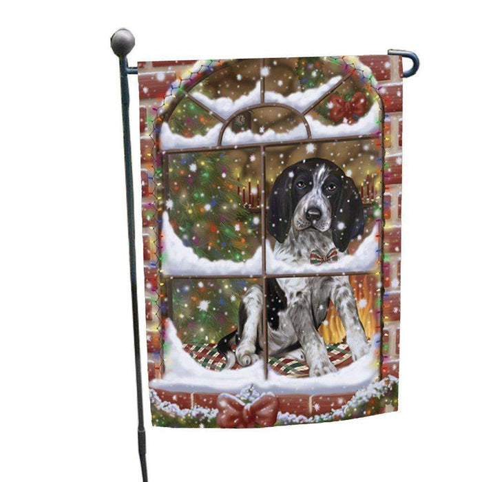 Please Come Home For Christmas Bluetick Coonhound Dog Sitting In Window Garden Flag