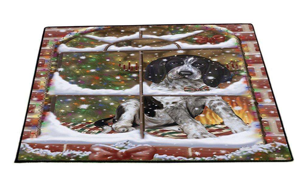 Please Come Home For Christmas Bluetick Coonhound Dog Sitting In Window Indoor/Outdoor Floormat