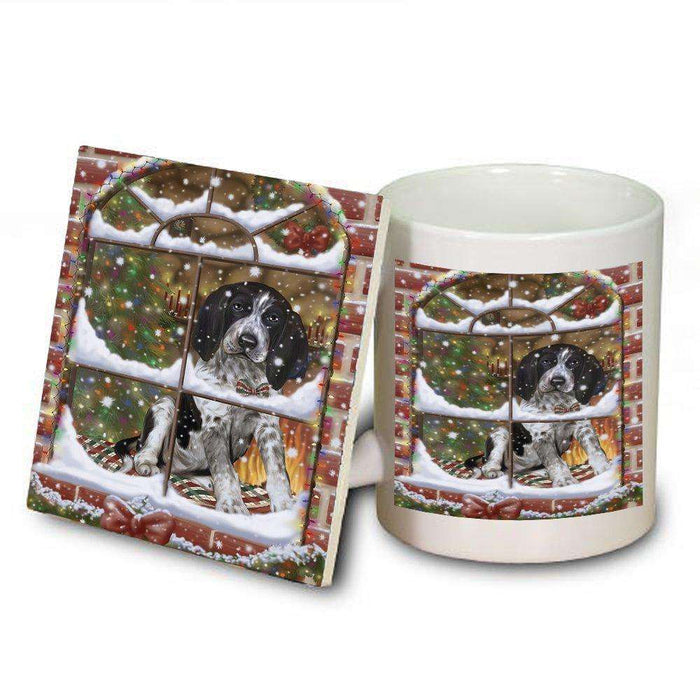 Please Come Home For Christmas Bluetick Coonhound Dog Sitting In Window Mug and Coaster Set