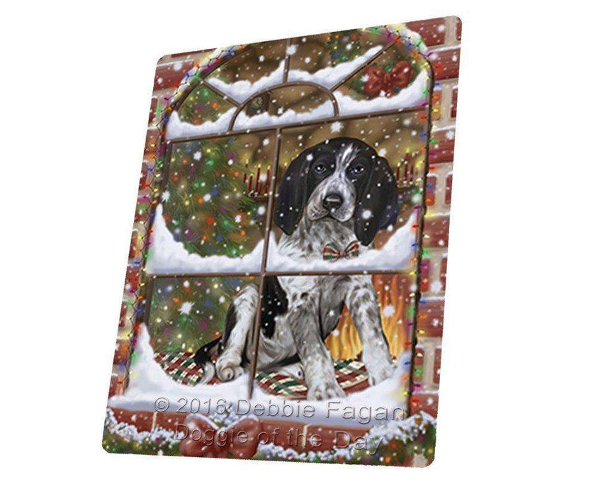 Please Come Home For Christmas Bluetick Coonhound Sitting In Window Art Portrait Print Woven Throw Sherpa Plush Fleece Blanket