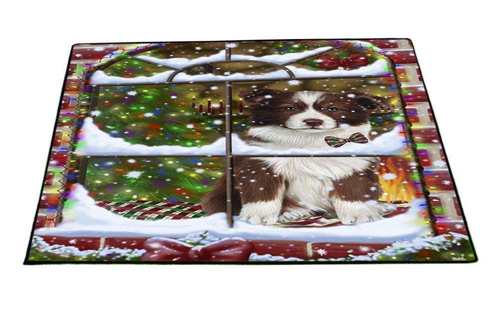 Please Come Home For Christmas Border Collie Dog Sitting In Window Floormat FLMS48783