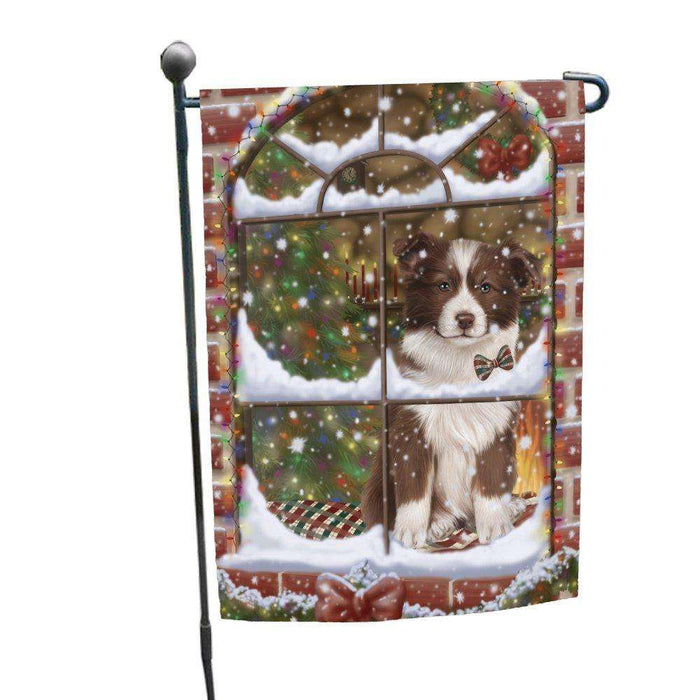Please Come Home For Christmas Border Collie Dog Sitting In Window Garden Flag GFLG48336