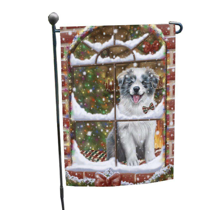 Please Come Home For Christmas Border Collie Dog Sitting In Window Garden Flag GFLG48337