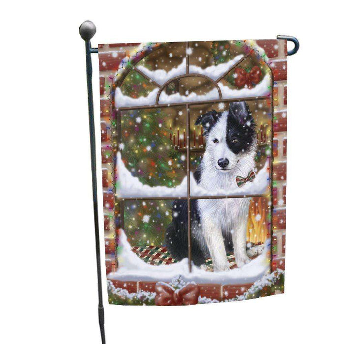 Please Come Home For Christmas Border Collie Dog Sitting In Window Garden Flag GFLG48338