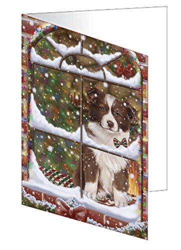 Please Come Home For Christmas Border Collie Dog Sitting In Window Handmade Artwork Assorted Pets Greeting Cards and Note Cards with Envelopes for All Occasions and Holiday Seasons GCD49310