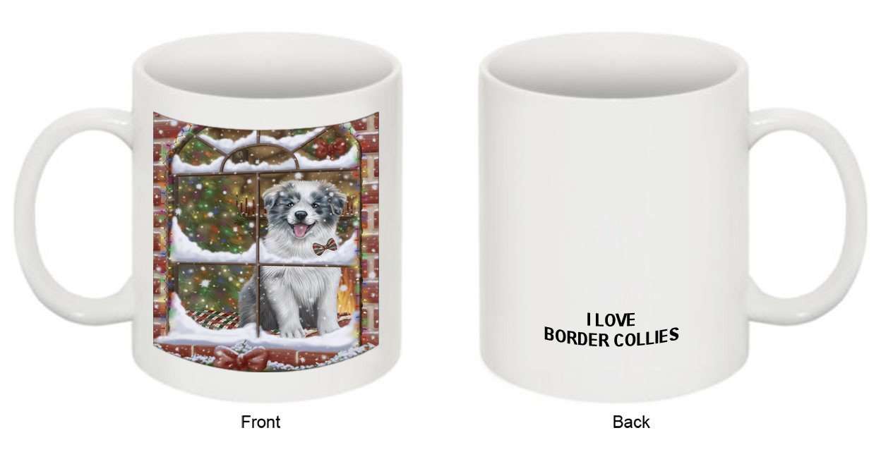 Please Come Home For Christmas Border Collie Dog Sitting In Window Mug MUG48252