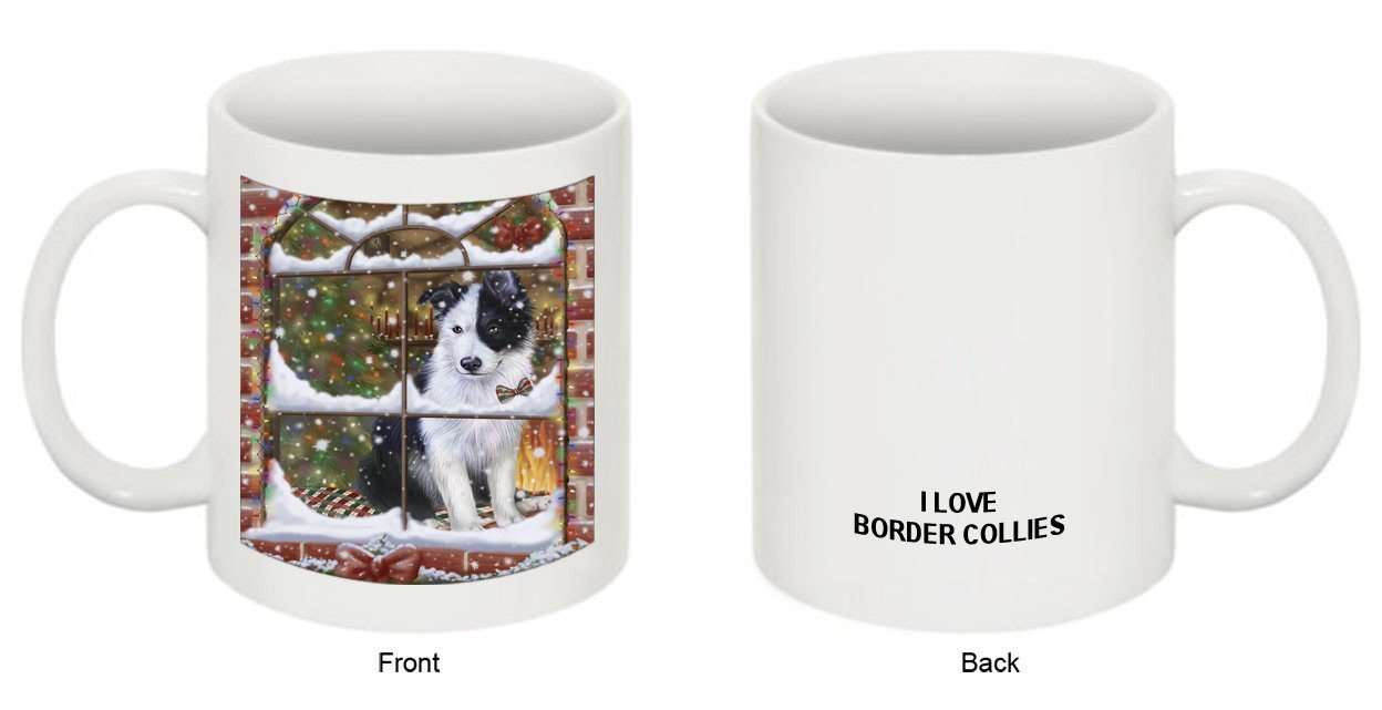 Please Come Home For Christmas Border Collie Dog Sitting In Window Mug MUG48253