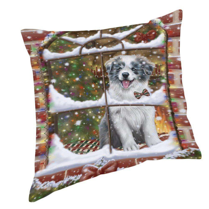 Please Come Home For Christmas Border Collie Dog Sitting In Window Pillow PIL49568