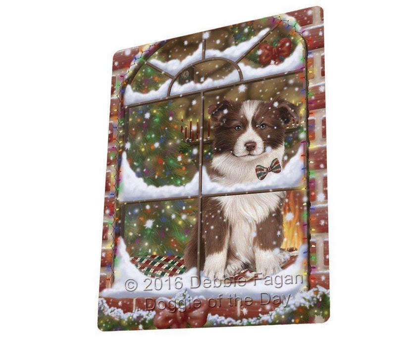 Please Come Home For Christmas Border Collie Dog Sitting In Window Tempered Cutting Board C49929