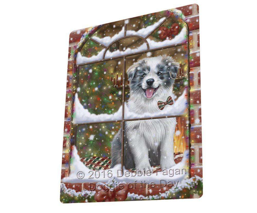 Please Come Home For Christmas Border Collie Dog Sitting In Window Tempered Cutting Board C49932