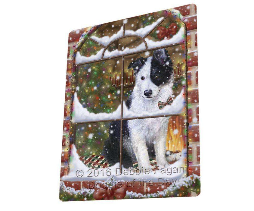 Please Come Home For Christmas Border Collie Dog Sitting In Window Tempered Cutting Board C49935