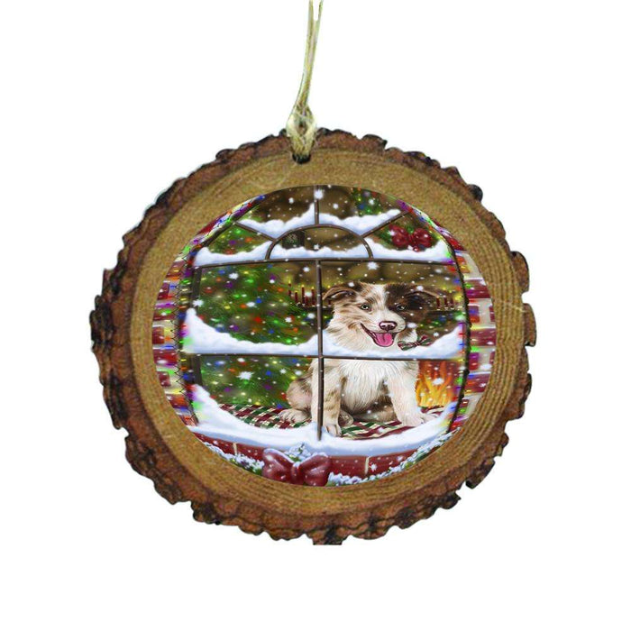 Please Come Home For Christmas Border Collie Dog Sitting In Window Wooden Christmas Ornament WOR49142