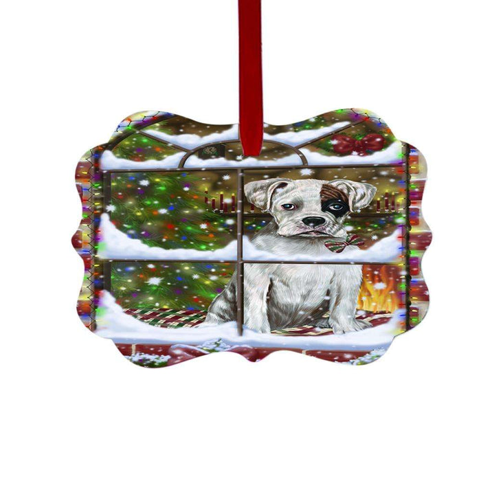 Please Come Home For Christmas Boxer Dog Sitting In Window Double-Sided Photo Benelux Christmas Ornament LOR49144