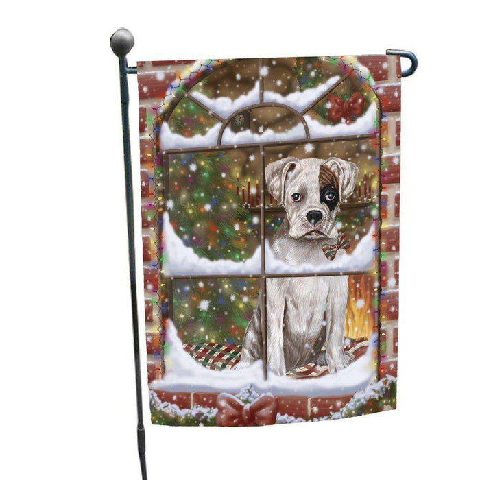 Please Come Home For Christmas Boxer Dog Sitting In Window Garden Flag GFLG48339