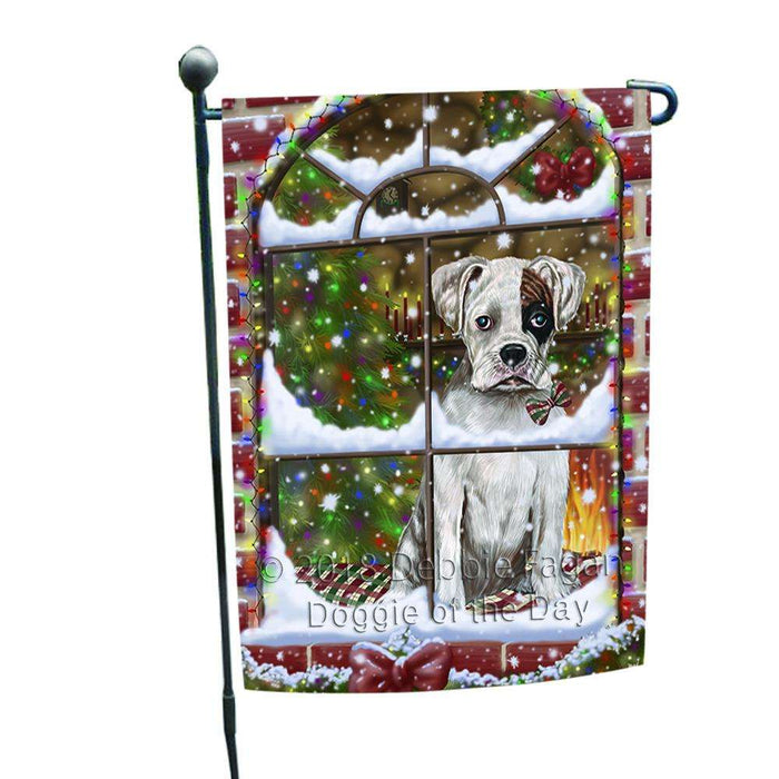 Please Come Home For Christmas Boxer Dog Sitting In Window Garden Flag GFLG54001