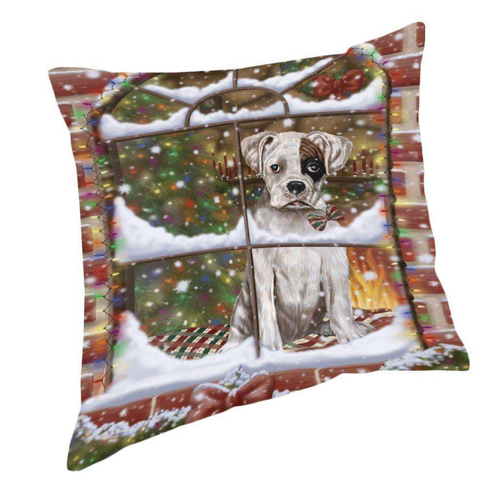 Please Come Home For Christmas Boxer Dog Sitting In Window Pillow PIL49576