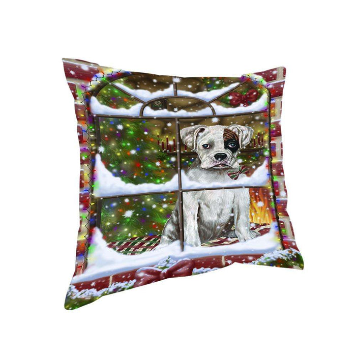 Please Come Home For Christmas Boxer Dog Sitting In Window Pillow PIL72380