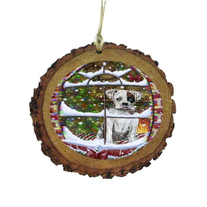 Please Come Home For Christmas Boxer Dog Sitting In Window Wooden Christmas Ornament WOR49144