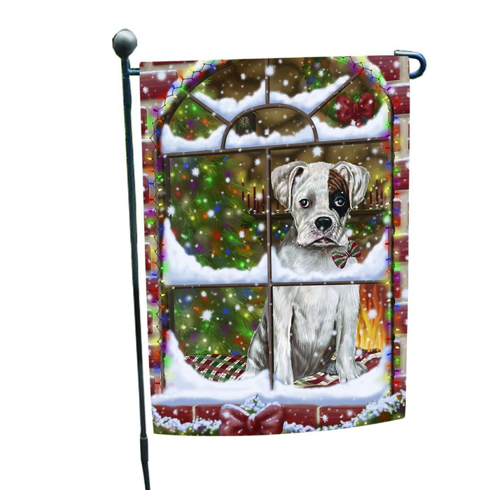 Please Come Home For Christmas Boxers Dog Sitting In Window Garden Flag