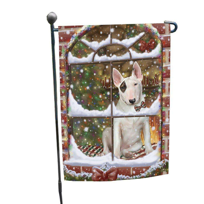 Please Come Home For Christmas Bull Terrier Dog Sitting In Window Garden Flag