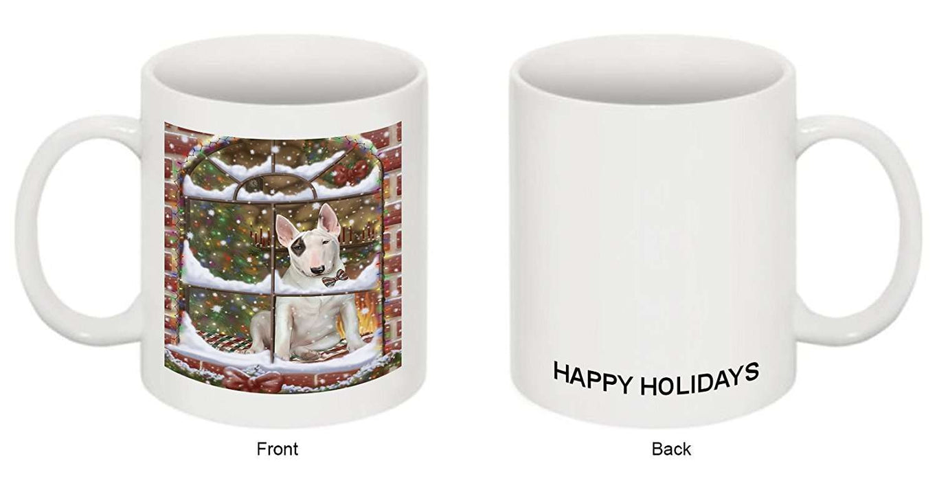 Please Come Home For Christmas Bull Terrier Dog Sitting In Window Mug