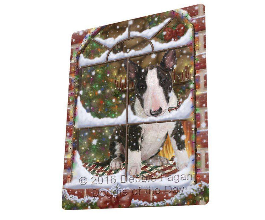 Please Come Home For Christmas Bull Terrier Dog Sitting In Window Tempered Cutting Board C49941