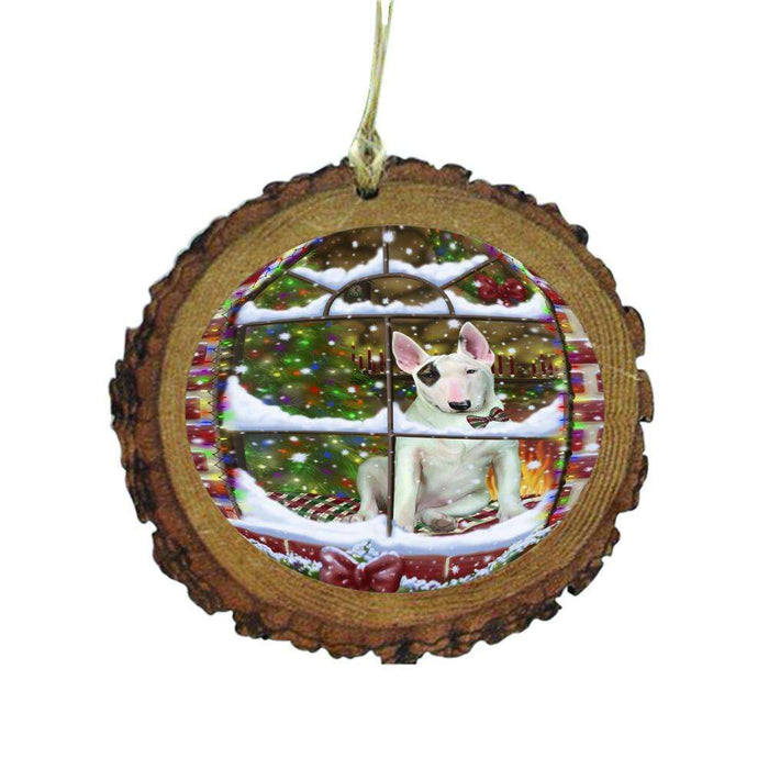 Please Come Home For Christmas Bull Terrier Dog Sitting In Window Wooden Christmas Ornament WOR49146