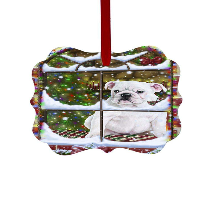 Please Come Home For Christmas Bulldog Sitting In Window Double-Sided Photo Benelux Christmas Ornament LOR49147