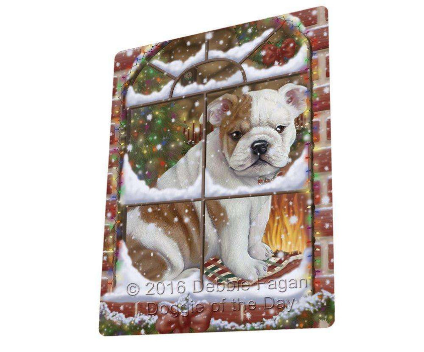 Please Come Home For Christmas Bulldog Sitting In Window Tempered Cutting Board C49944