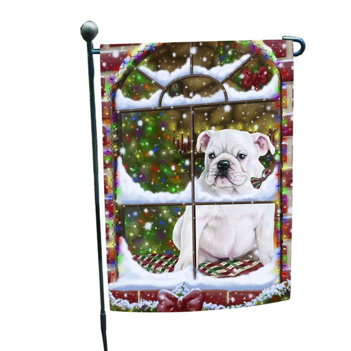 Please Come Home For Christmas Bulldogs Dog Sitting In Window Garden Flag