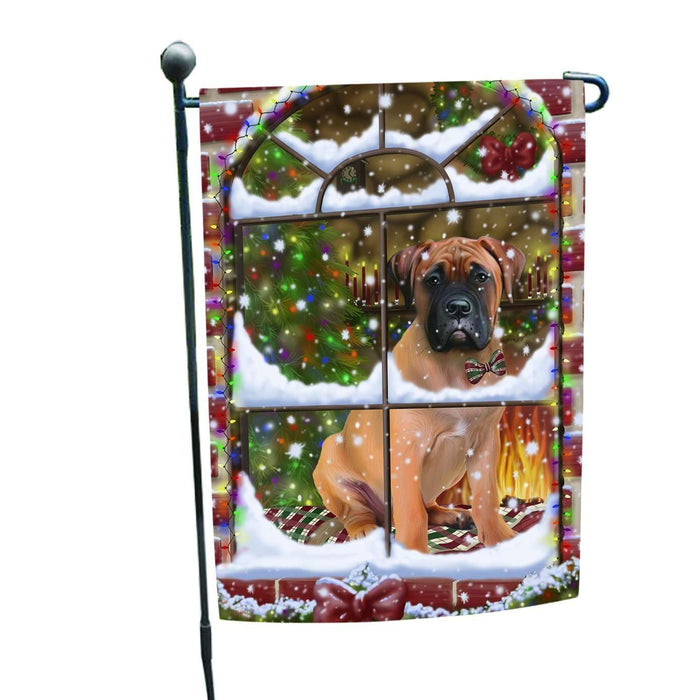 Please Come Home For Christmas Bullmastiff Dog Sitting In Window Garden Flag