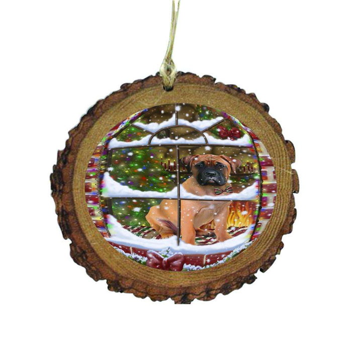Please Come Home For Christmas Bullmastiff Dog Sitting In Window Wooden Christmas Ornament WOR49148