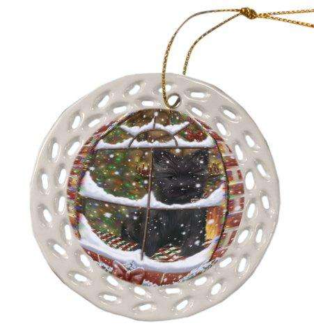 Please Come Home For Christmas Cairn Terrier Dog Sitting In Window Ceramic Doily Ornament DPOR48552