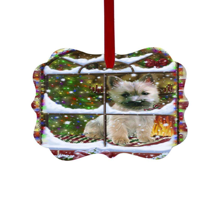 Please Come Home For Christmas Cairn Terrier Dog Sitting In Window Double-Sided Photo Benelux Christmas Ornament LOR49149