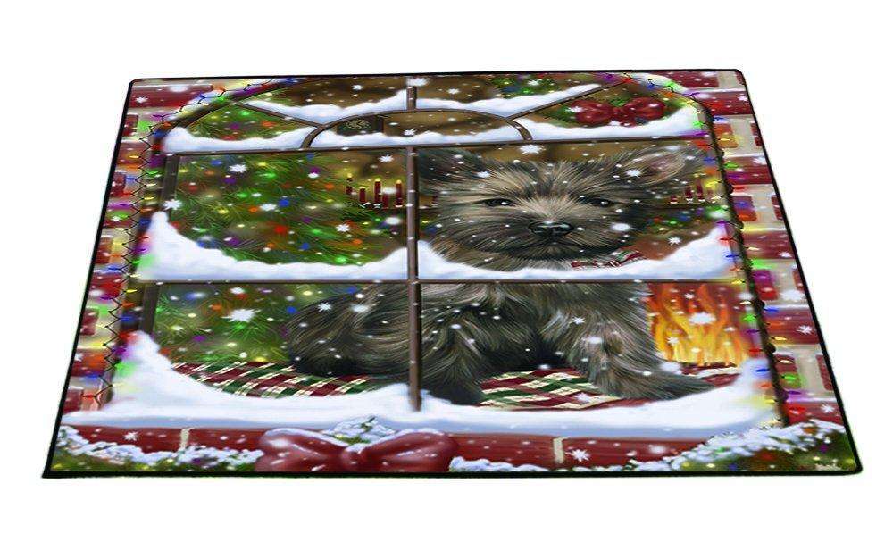 Please Come Home For Christmas Cairn Terrier Dog Sitting In Window Floormat FLMS48807