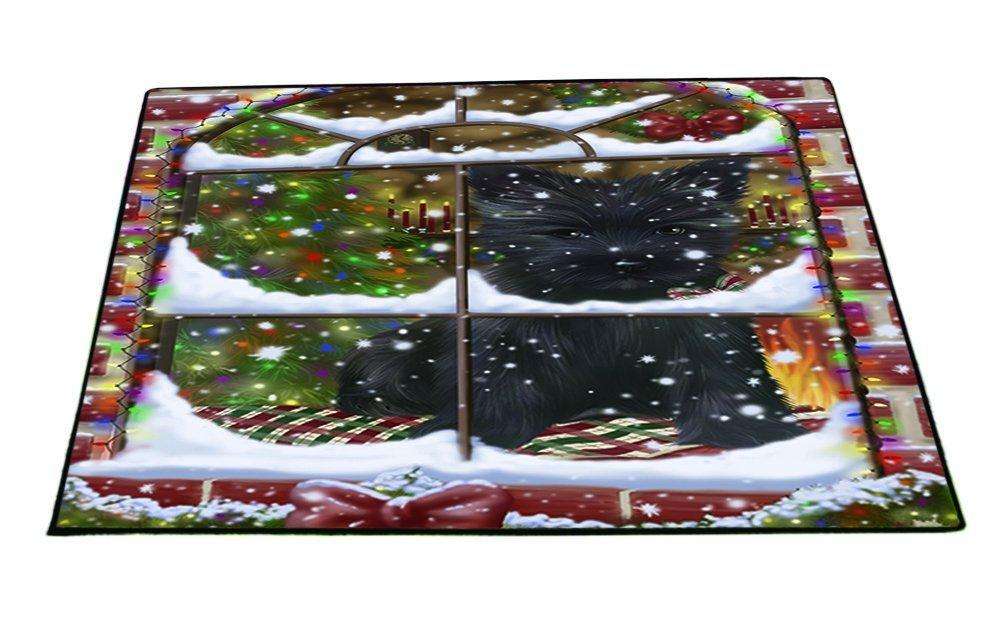 Please Come Home For Christmas Cairn Terrier Dog Sitting In Window Floormat FLMS48810