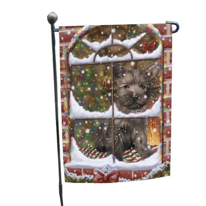 Please Come Home For Christmas Cairn Terrier Dog Sitting In Window Garden Flag GFLG48344