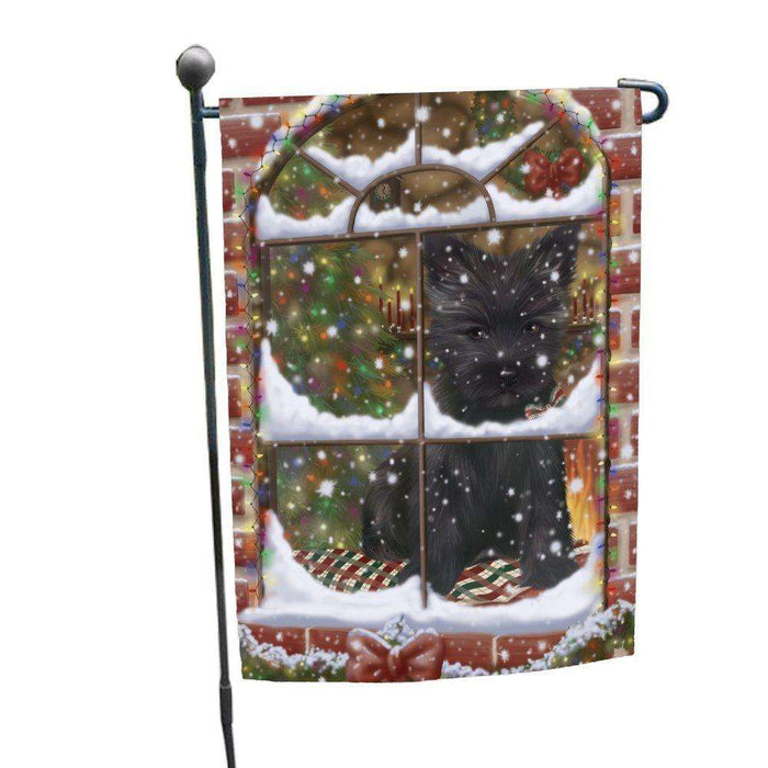 Please Come Home For Christmas Cairn Terrier Dog Sitting In Window Garden Flag GFLG48345