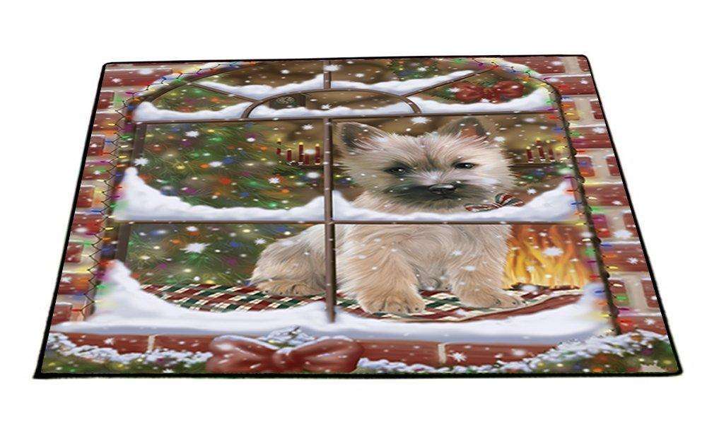 Please Come Home For Christmas Cairn Terrier Dog Sitting In Window Indoor/Outdoor Floormat