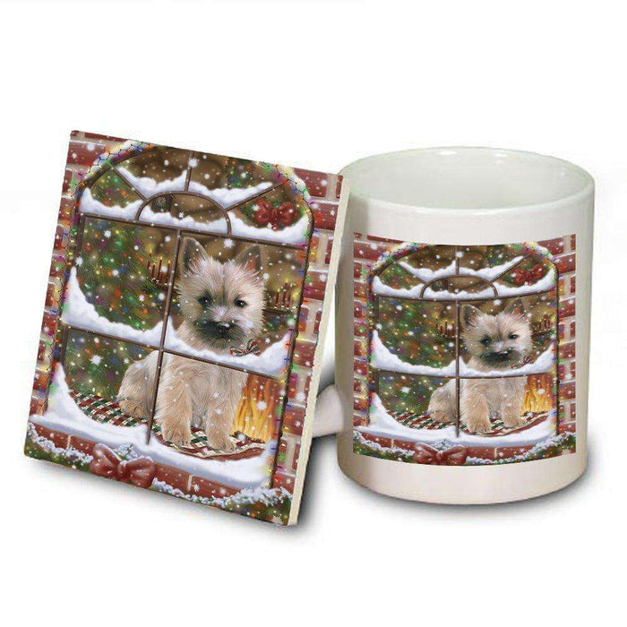 Please Come Home For Christmas Cairn Terrier Dog Sitting In Window Mug and Coaster Set