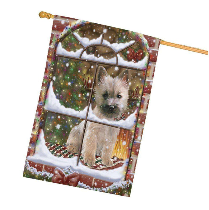 Please Come Home For Christmas Cairn Terrier Sitting In Window House Flag