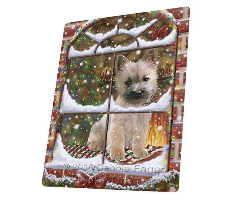 Please Come Home For Christmas Cairn Terrier Sitting In Window Tempered Cutting Board