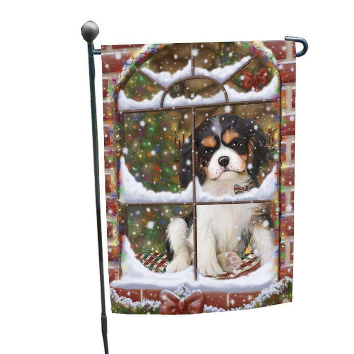 Please Come Home For Christmas Cavalier King Charles Spaniel Dog Sitting In Window Garden Flag GFLG48346