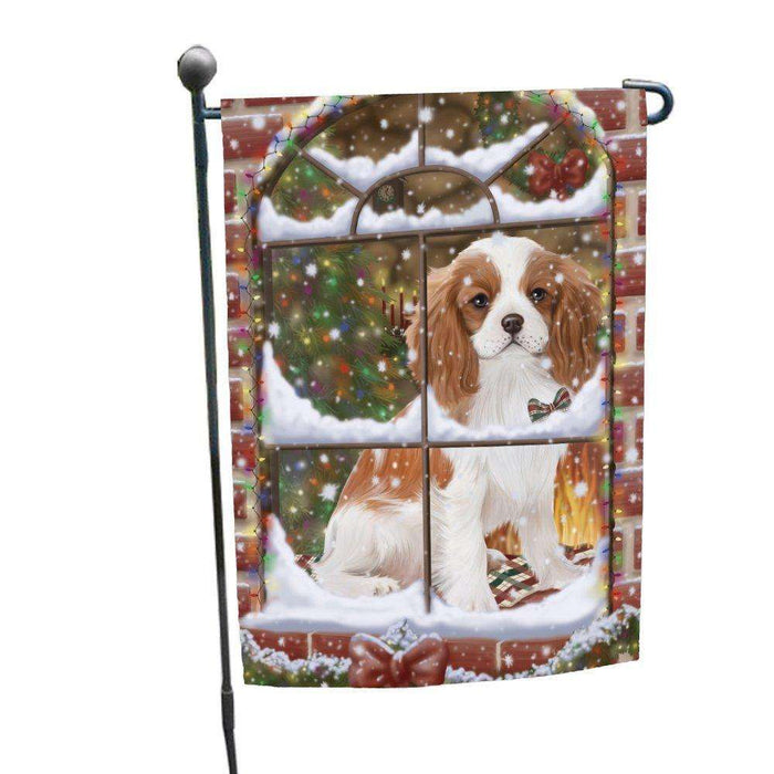 Please Come Home For Christmas Cavalier King Charles Spaniel Dog Sitting In Window Garden Flag GFLG48348