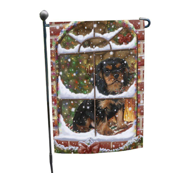 Please Come Home For Christmas Cavalier King Charles Spaniel Dog Sitting In Window Garden Flag