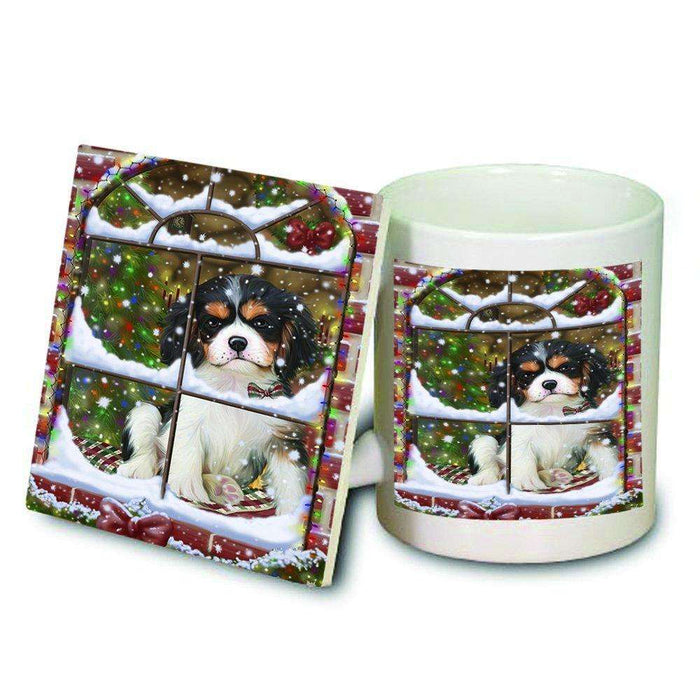 Please Come Home For Christmas Cavalier King Charles Spaniel Dog Sitting In Window Mug and Coaster Set MUC48380