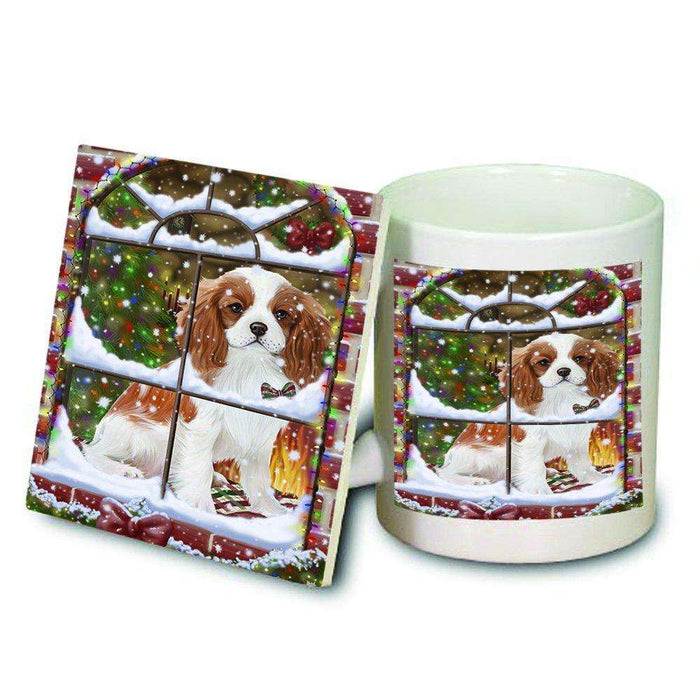 Please Come Home For Christmas Cavalier King Charles Spaniel Dog Sitting In Window Mug and Coaster Set MUC48382