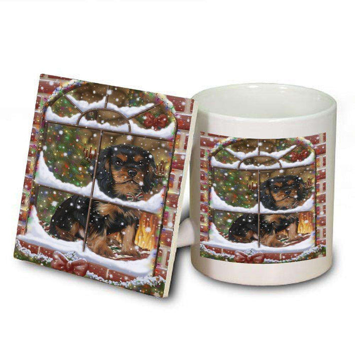 Please Come Home For Christmas Cavalier King Charles Spaniel Dog Sitting In Window Mug and Coaster Set